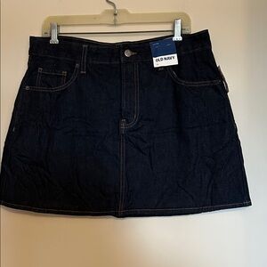 Old Navy navy denim jean mini skirt high rise front zipper high rise size 12